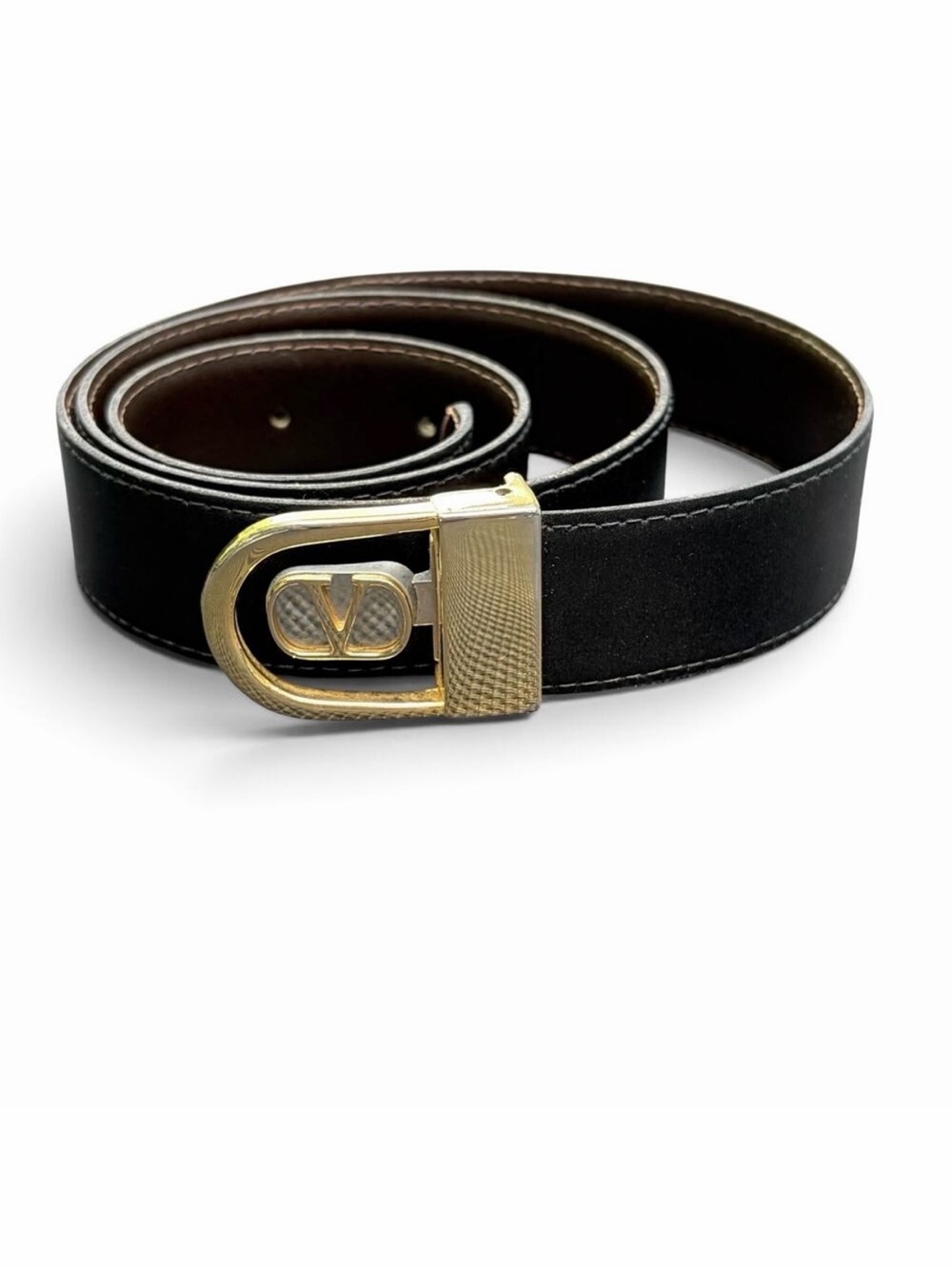 Valentino Garavani VLogo Belt Reversible Black Brown Two-Tone Buckle